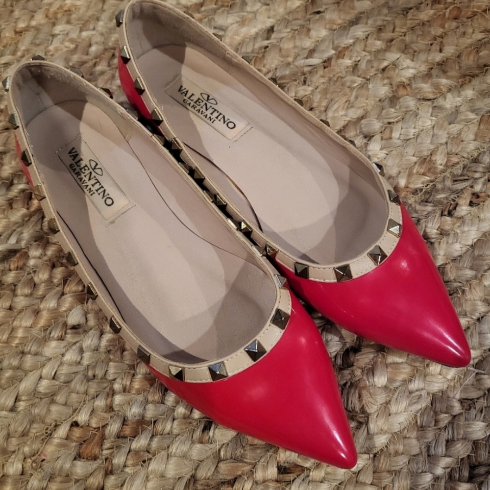 Valentino Red Studded Flats